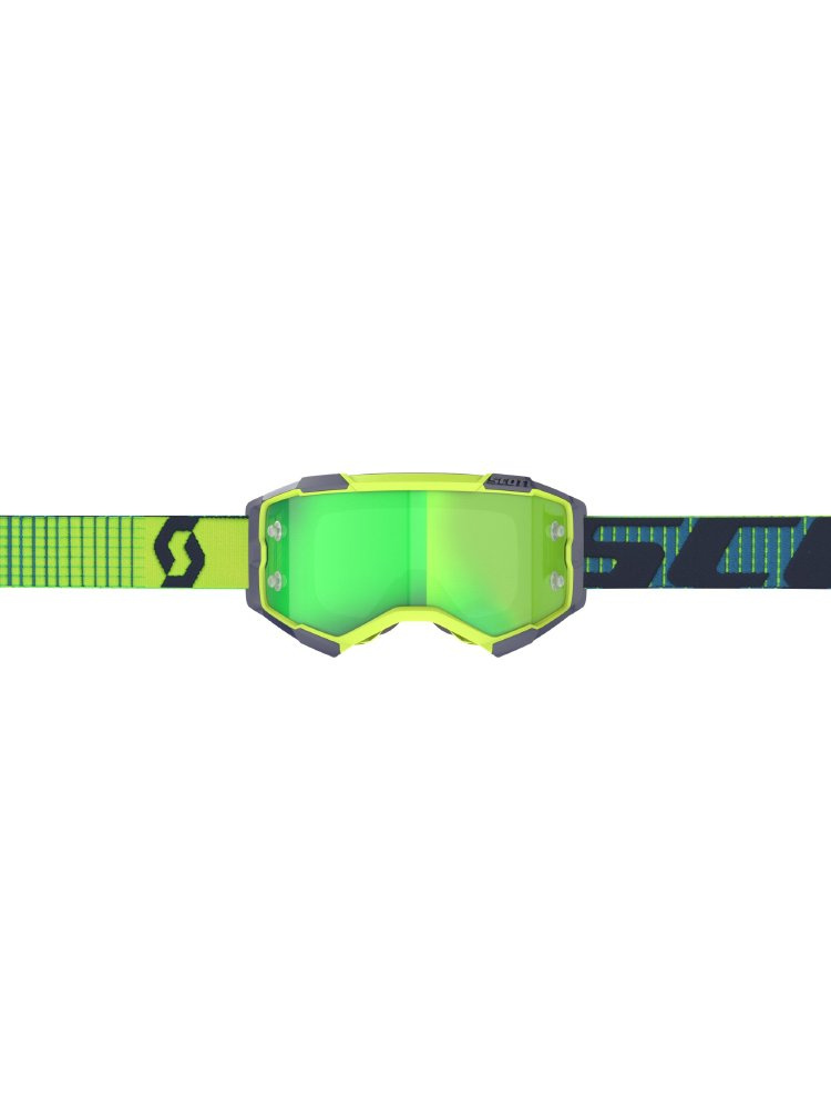 Gogle motocyklowe Scott Fury niebiesko-żółte z zieloną, lustrzaną szybą