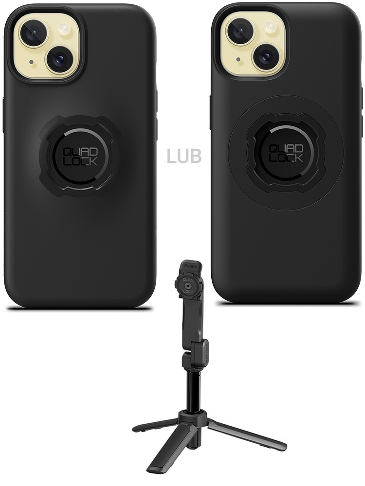 Zestaw: etui na telefon iPhone 15 oraz statyw/ selfie stick Quad Lock