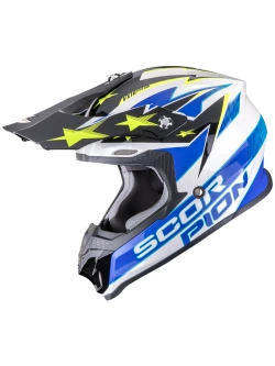 Kask enduro Scorpion VX-16 Evo Air Patriot biało-niebiesko-żółty