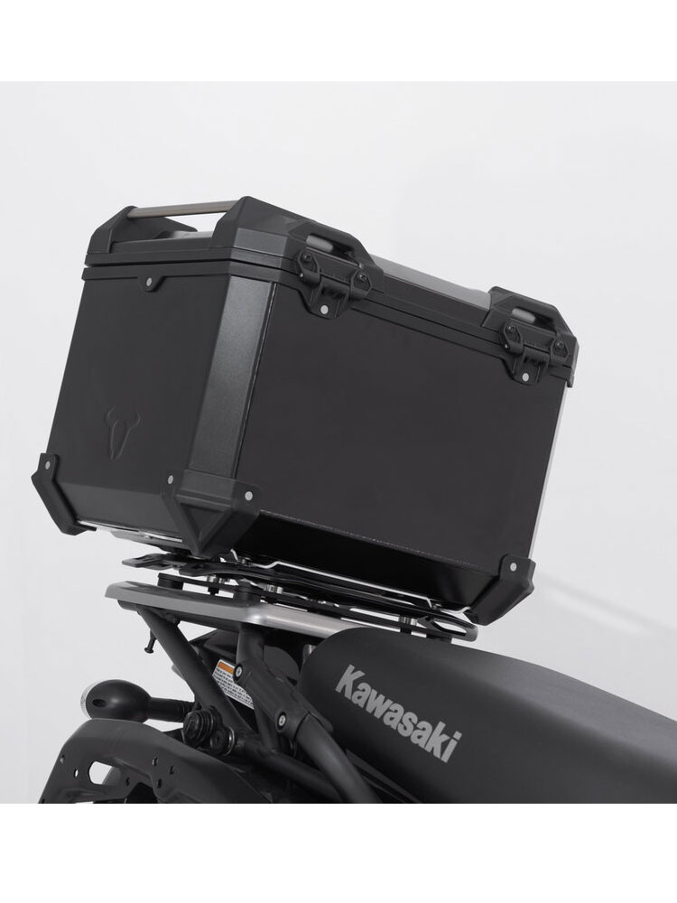 Zestaw: kufry boczne 37/45/38 + kufer centralny TRAX ADV + stelaże SW-MOTECH do motocykla Kawasaki KLR 650 / S (22-), czarne