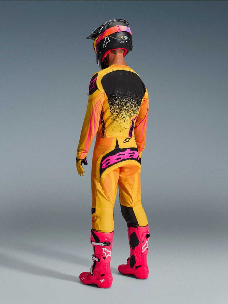 Spodnie cross Alpinestars MX Techstar Nomur pomarańczowo-żółto-czarne