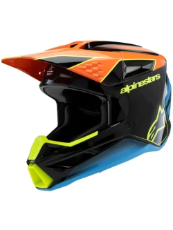Kask enduro dziecięcy Alpinestars SM3 Fray czarno-niebiesko-pomarańczowy