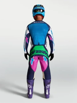 Spodnie cross Alpinestars MX Techstar Maven biało-niebiesko-zielone