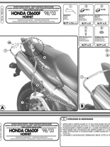 Stelaż pod sakwy motocyklowe GIVI Honda Hornet 600 (03-06)/ S (98-02)