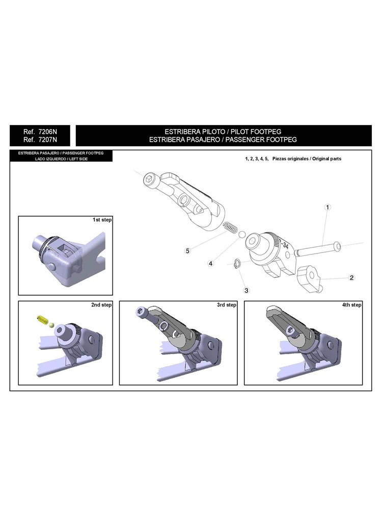 Mocowanie sportowych podnóżków PUIG do Ducati Monster 821/Stripe / Monster 1200/S / Scrambler Desert Sled/1100/Special/Sport (kierowcy lub pasażera)