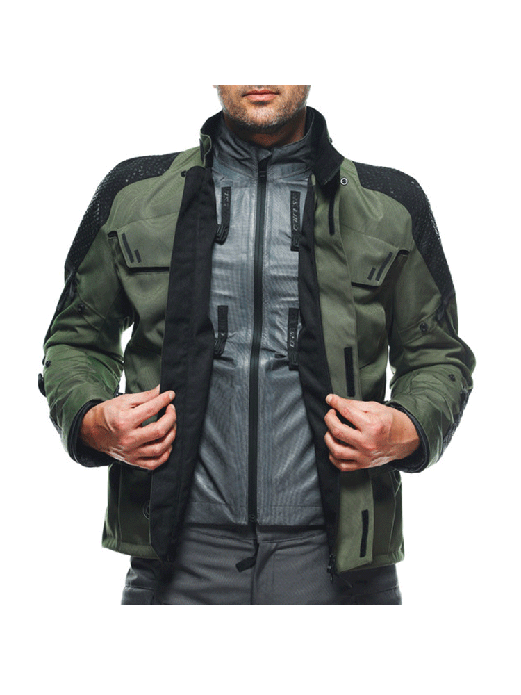 Kurtka motocyklowa tekstylna Dainese Ladakh 3L D-Dry zielono-czarna