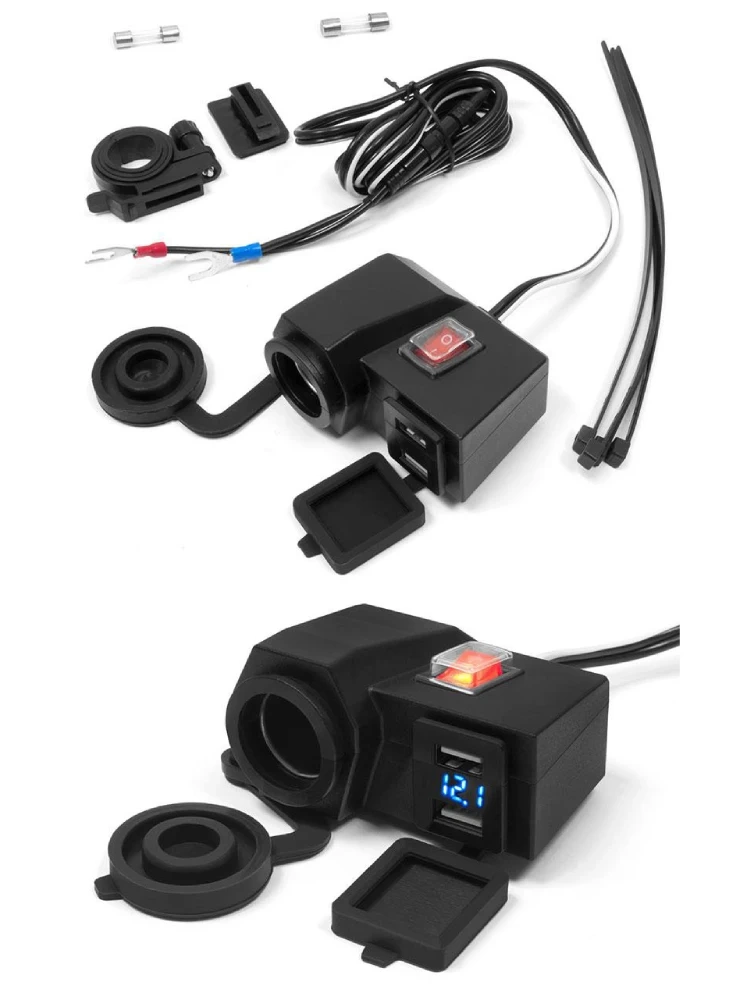 Gniazdo zapalniczki USB z wyłącznikiem Biketec mocowane do kierownicy czarne