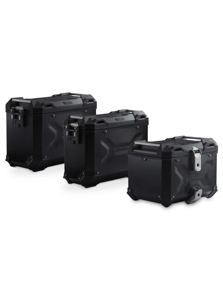 Zestaw: kufry boczne 37/45 + kufer centralny + stelaże TRAX ADV SW-Motech Moto Guzzi V85 TT (24-) czarne