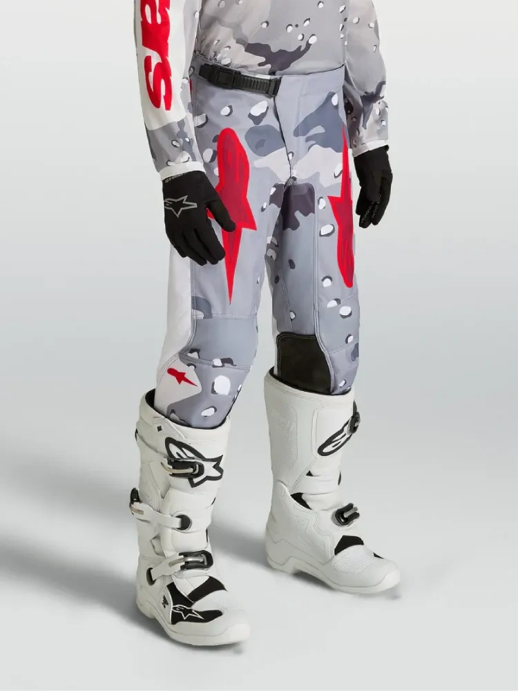 Spodnie cross dziecięce Alpinestars MX Fluid Lone biało-szaro-czerwone