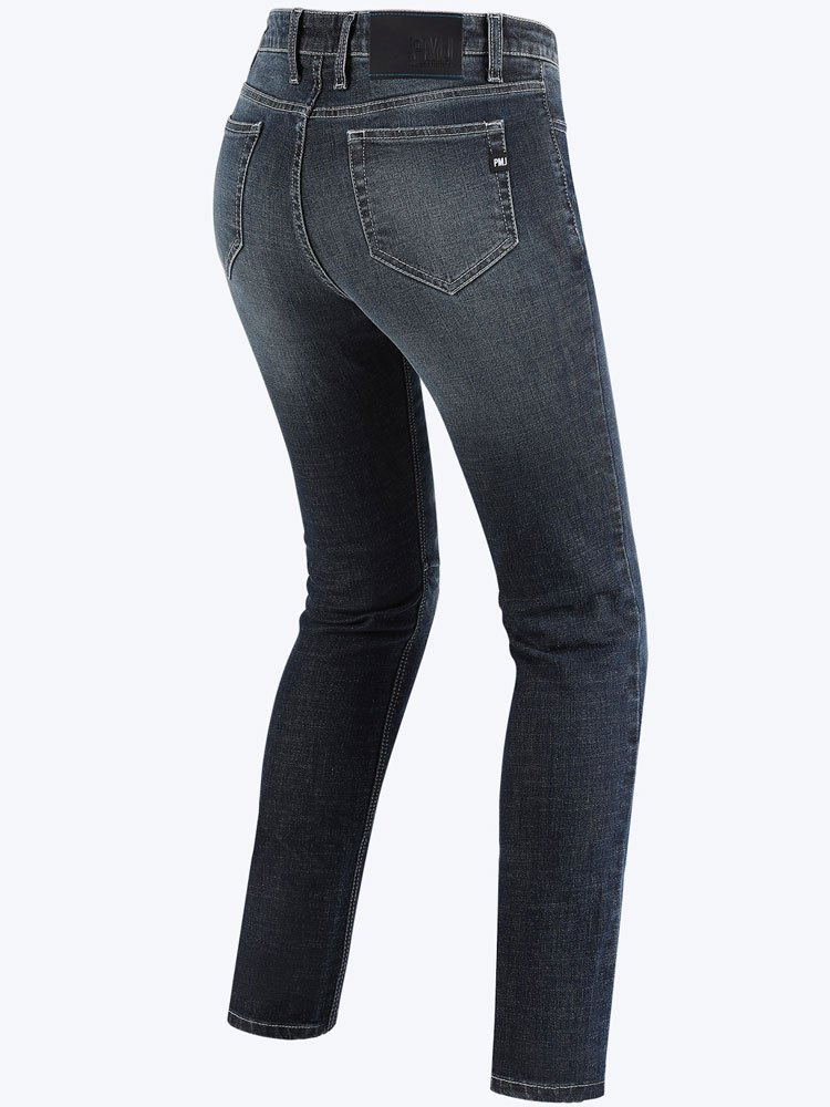 Jeansy motocyklowe damskie PMJ New Rider niebieskie