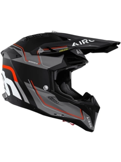 Kask enduro Airoh Aviator 3 Leader szaro-czarno-pomarańczowy matowy