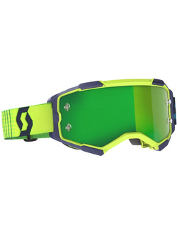 Gogle motocyklowe Scott Fury niebiesko-żółte z zieloną, lustrzaną szybą