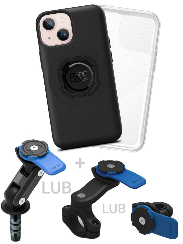 Zestaw na motocykl: etui MAG na telefon iPhone 13 mini (magnetyczne) + wodoodporny pokrowiec MAG + mocowanie Quad Lock