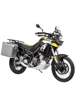 Zestaw: kufry boczne srebrne Zega Mundo + stelaże czarne Touratech Aprilia Tuareg 660 (21-) [poj.: 31+38l]