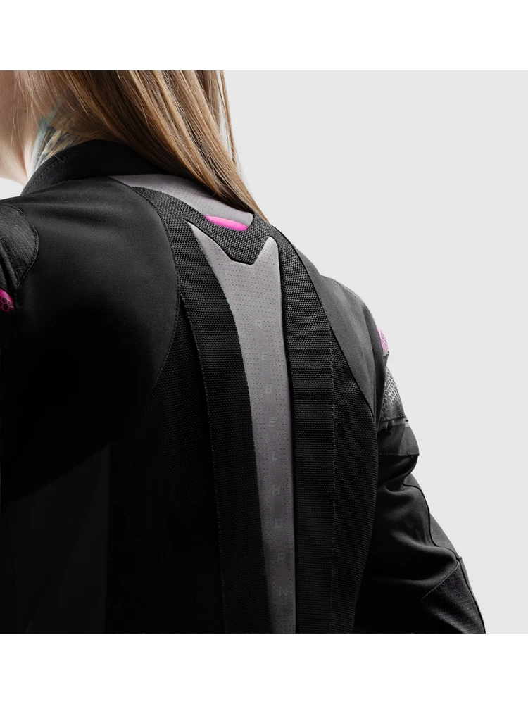 Kurtka motocyklowa damska tekstylna Rebelhorn Hiflow V czarno-szaro-różowa