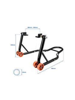 Stojak/ podnośnik motocyklowy Biketec VD0016 pod wahacz, czarny [typ-L; przód i tył]