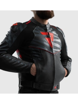 Kurtka motocyklowa skórzana Rebelhorn Vandal 2 czarno-szaro-czerwona