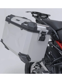 Zestaw: kufry boczne + kufer centralny TRAX ADV + stelaże SW-Motech Ducati Multistrada V4 / S (20-)/ Pikes Peak (21-)/ Rally (23-) srebrne