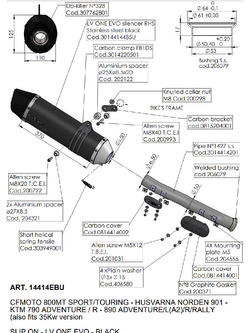 Tłumik motocyklowy LeoVince LV ONE EVO CF Moto, Husqvarna, KTM (wybrane modele) czarny, stal nierdzewna