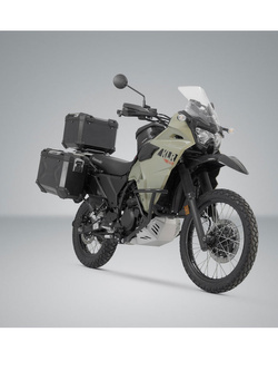 Zestaw: kufry boczne 37/45/38 + kufer centralny TRAX ADV + stelaże SW-MOTECH do motocykla Kawasaki KLR 650 / S (22-), czarne