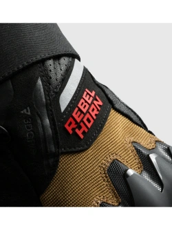 Rękawice motocyklowe Rebelhorn Defender brązowo-czarno-czerwone