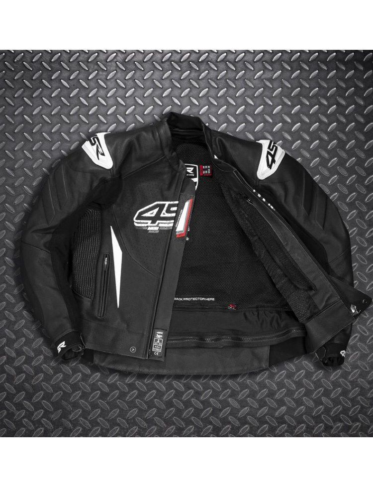 Kurtka motocyklowa skórzana 4SR Club Sport AR czarno-biała