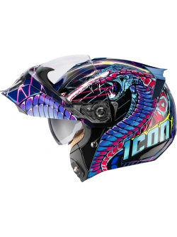 Kask modułowy Icon Threshold™ Synthwave Lazer Cobra niebiesko-czarno-fioletowy