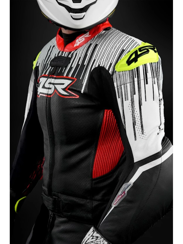 Kombinezon motocyklowy dwuczęściowy 4SR RR Stripes AR czarno-biało-czerwony