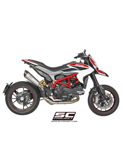 Pełny układ wydechowy SC-Project 2-1 z tłumikiem Oval Tytan (Wysoka Pozycja) - Ducati Hypermotard 821 [13-16]