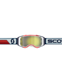 Gogle motocyklowe Scott Prospect z żółtą lustrzaną szybą czerwono-białe