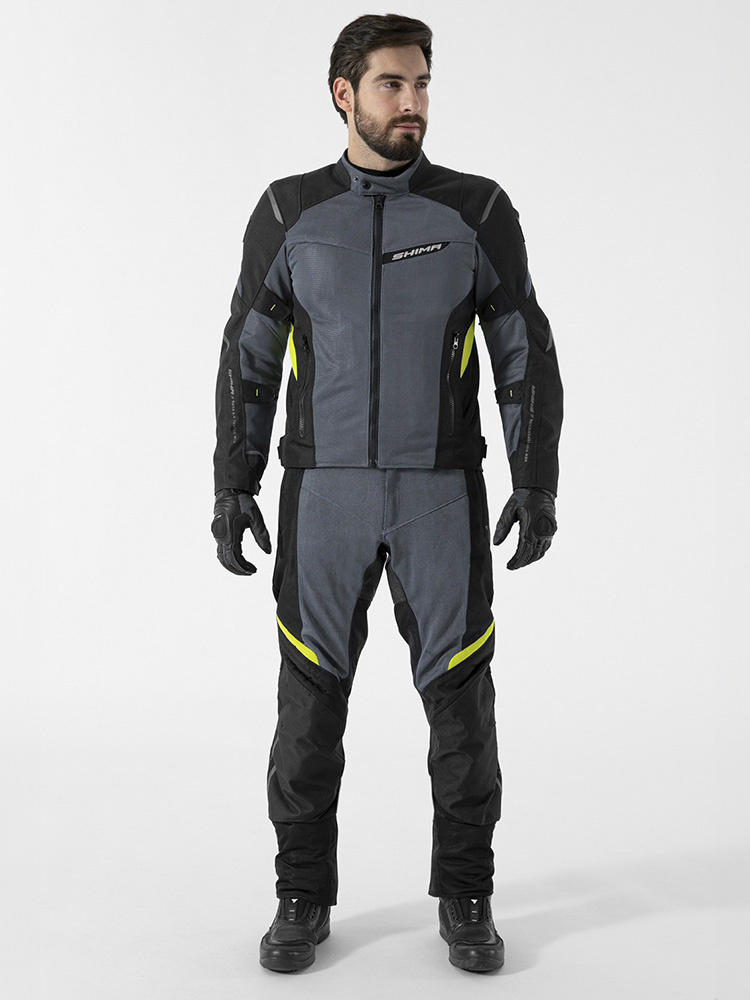 Spodnie motocyklowe tekstylne Shima Rush 2.0 Vent czarno-szare-fluo