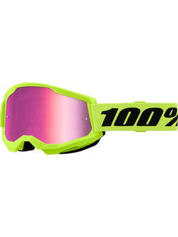 Gogle motocyklowe 100% Strata 2 Neon z szybką lustrzaną żółte