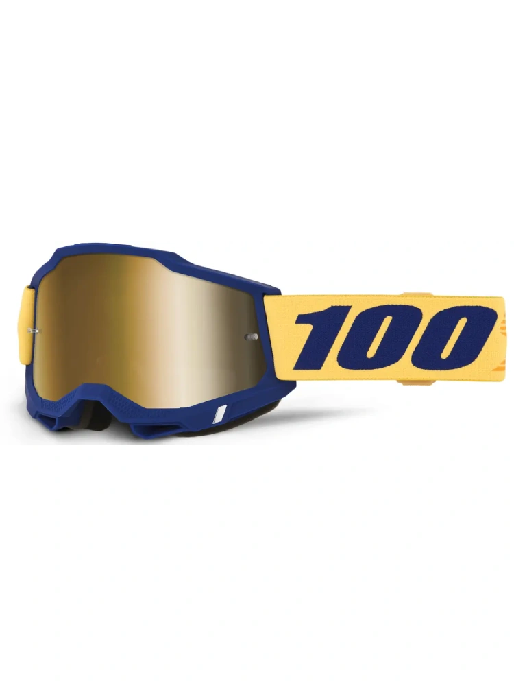 Gogle motocyklowe 100% Accuri 2 z szybką lustrzaną granatowo-żółte