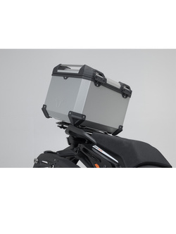 Zestaw: kufer centralny srebrny TRAX ADV + stelaż Adventure-rack SW-Motech KTM 1290 Super Adventure / S / R (21-)/ 1390 R/ S/ Evo (24-) [pojemność 38 L]