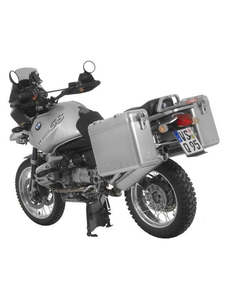 Zestaw: kufry boczne srebrne Zega Mundo + stelaże srebrne Touratech BMW R1150GS/ R1100GS/ R850GS (31+38L)