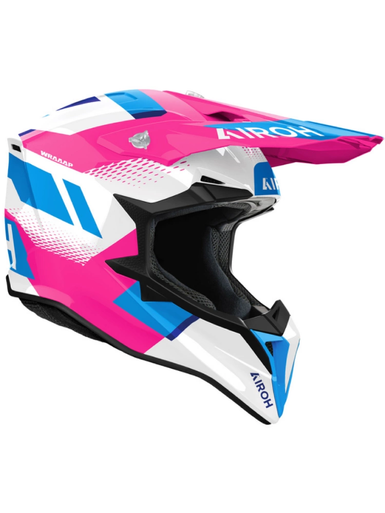 Kask enduro Airoh Wraaap Vision biało-różowo-niebieski połysk