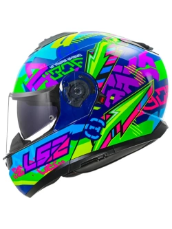 Kask szczękowy LS2 FF908 Strobe II Code zielono-niebiesko-różowy