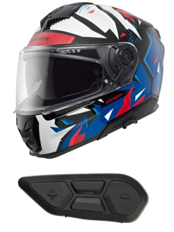 Zestaw: Kask integralny Schuberth S3 Spark czarno-niebiesko-czerwony + dedykowany interkom motocyklowy