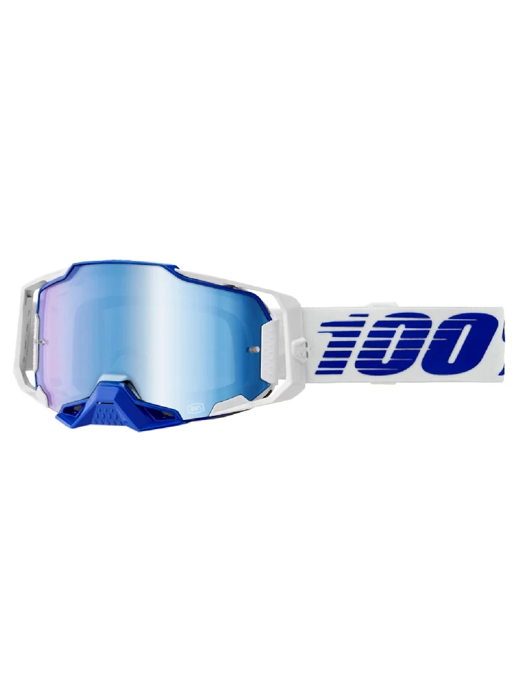 Gogle motocyklowe 100% Armega z szybką lustrzaną niebiesko-białe
