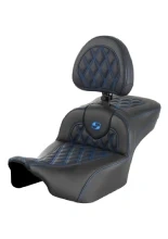 Kanapa motocyklowa dla kierowcy i pasażera z oparciem Saddlemen Roadsofa LS Extended Reach Harley Davidson Road Glide/ Street Glide (wybrane modele) (23-) czarno-niebieska