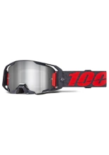 Gogle motocyklowe 100% ARmatic z lustrzaną srebrną szybką czarno-czerwone