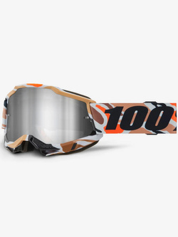 Gogle motocyklowe 100% Accuri 2 Flea z szybką lustrzaną szaro-brązowo-pomarańczowe