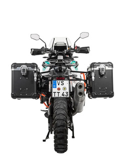Zestaw: kufry boczne czarne "And-Black" Zega Evo + stelaże czarne Touratech KTM Super Adventure 1290 S/R (21-24) [poj.: 38+45l]
