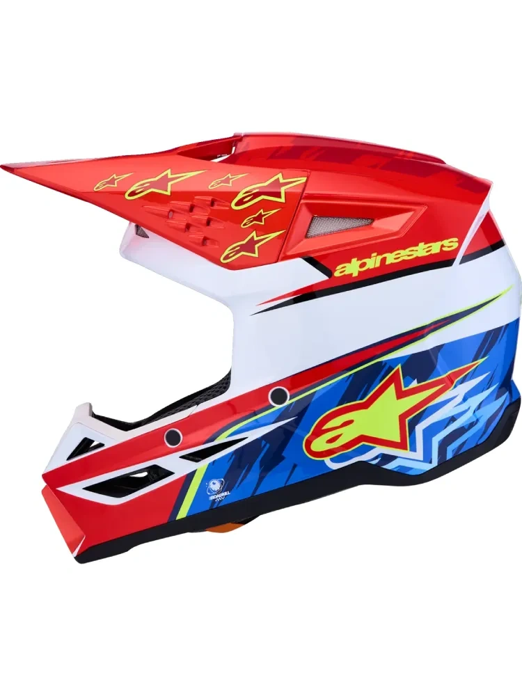 Kask enduro dziecięcy Alpinestars SM3 Falcon biało-czerwono-niebieski połysk