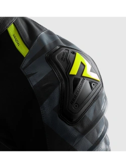 Kurtka motocyklowa skórzana Rebelhorn Vandal 2 czarno-szara-fluo