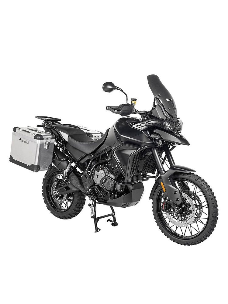 Zestaw: kufry boczne aluminiowe srebrne Zega Pro + stelaże czarne Touratech Triumph Tiger 900 Rally / Pro / GT / GT Pro (20-) (38+45L)