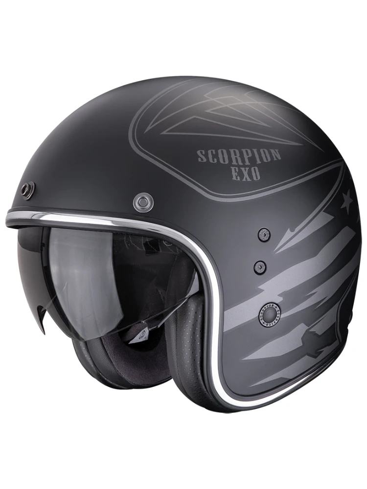 Kask otwarty Scorpion Belfast Evo Dawg czarno-srebrny matowy