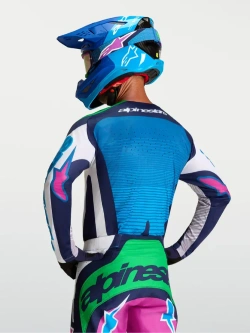 Bluza cross Alpinestars MX Techstar Maven biało-niebiesko-zielona