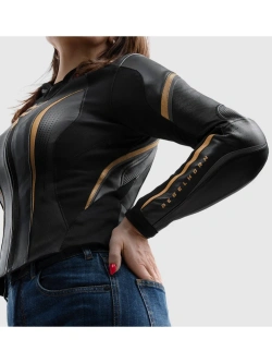 Kurtka motocyklowa damska skórzana Rebelhorn Diva ST czarno-złota