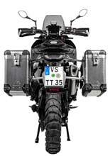 Zestaw: kufry boczne aluminiowe srebrne Zega Pro + stelaże srebrne Touratech Husqvarna Norden 901/ Expedition, KTM Adventure 890/ R/ 790/ R (31+38L)